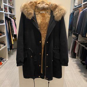 NEW! $1695 Vince Sz XXS 00, Genuine Fur-Lined Hooded Parka Jacket Coat, 3-in-1